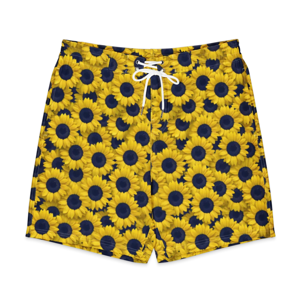 Midnight Sunflowers on Men's Board Shorts — Front
