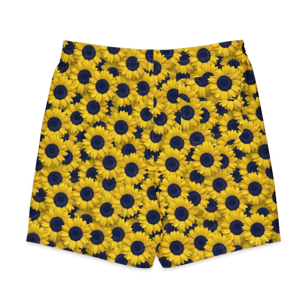 Midnight Sunflowers on Men's Board Shorts — Back