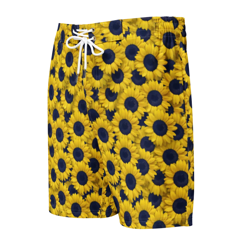 Midnight Sunflowers on Men's Board Shorts — Front