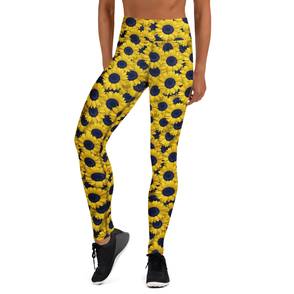 Midnight Sunflowers on Yoga Leggings — Front