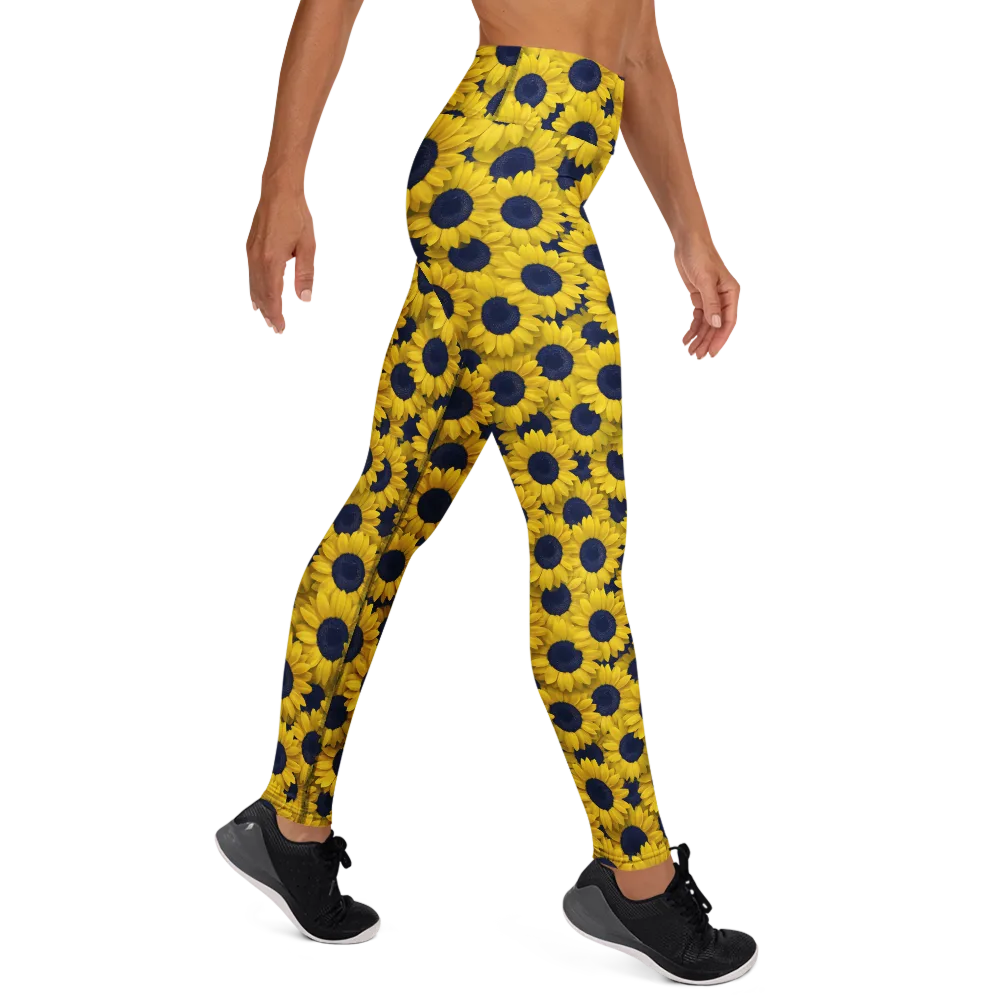 Midnight Sunflowers on Yoga Leggings — Right