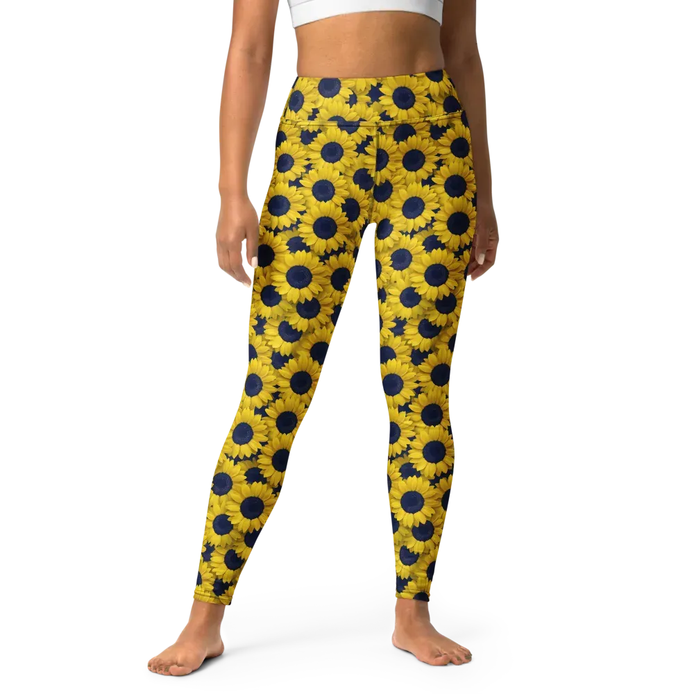Midnight Sunflowers on Yoga Leggings — Front
