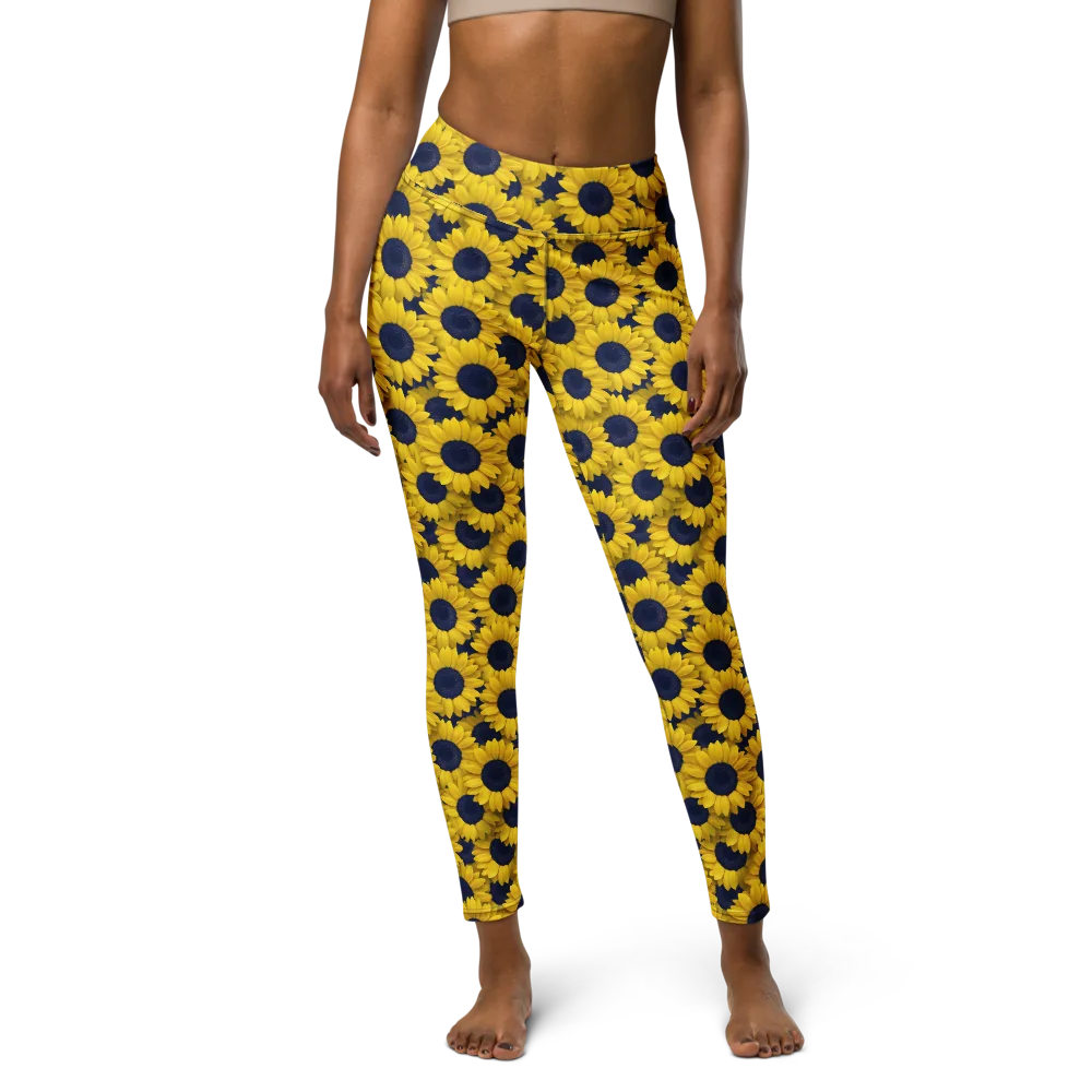 Midnight Sunflowers on Yoga Leggings — Front