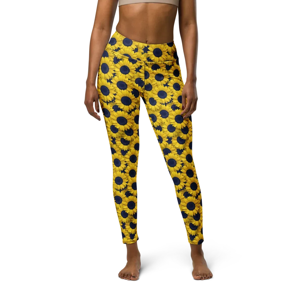 Midnight Sunflowers on Yoga Leggings — Front