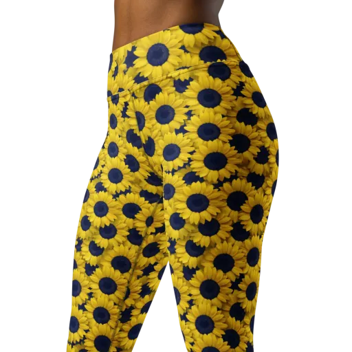 Midnight Sunflowers on a Yoga Leggings