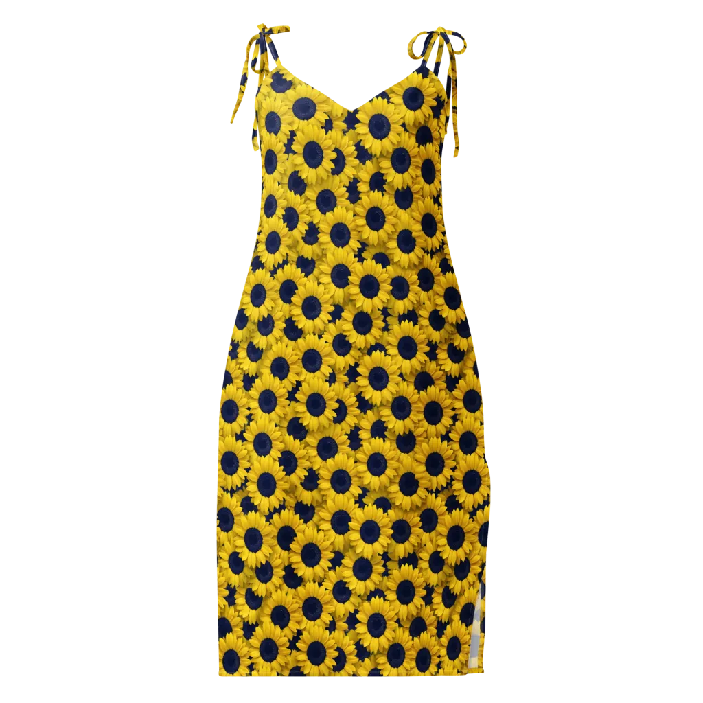 Midnight Sunflowers on Slip Dress — Front