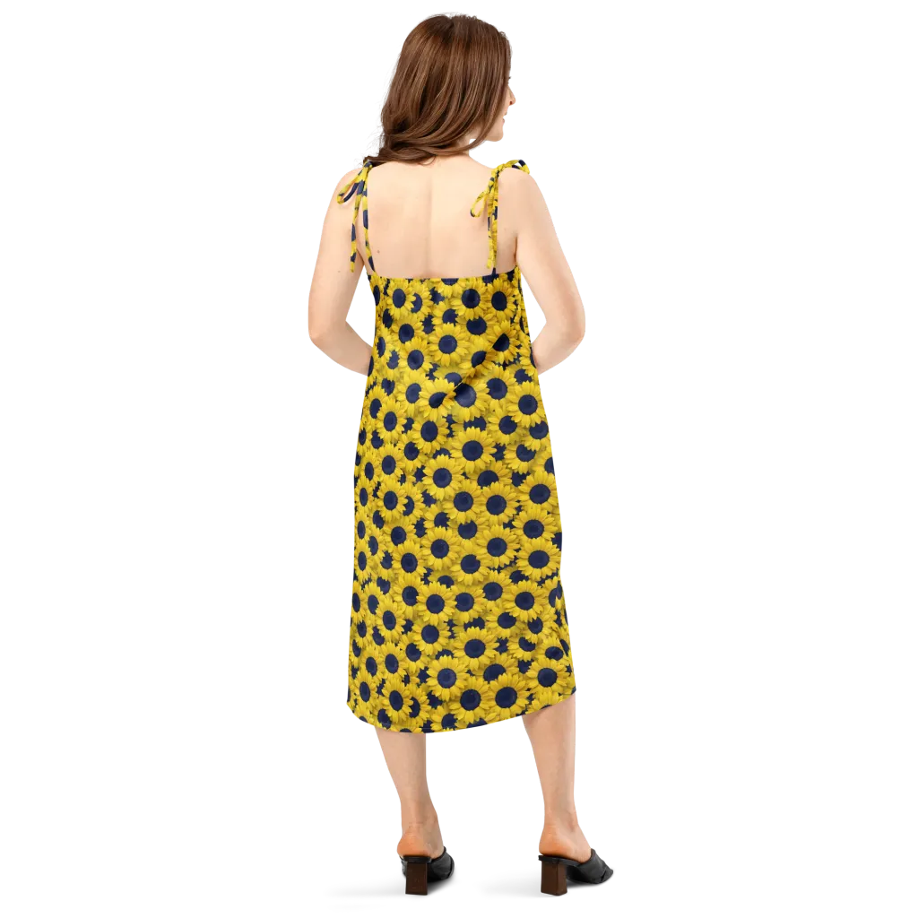 Midnight Sunflowers on Slip Dress — Back
