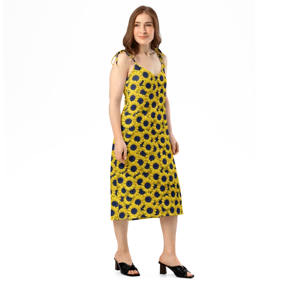 Midnight Sunflowers on Slip Dress — Right Front