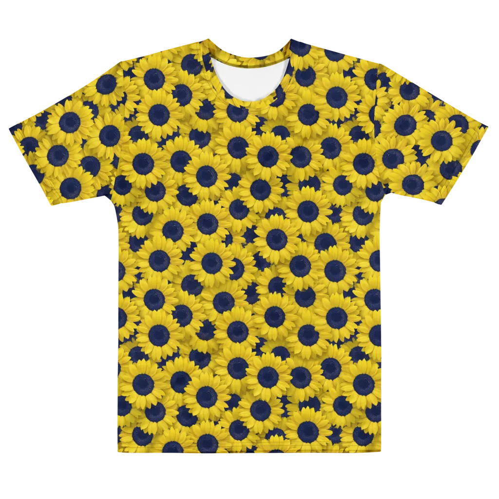Midnight Sunflowers on Men's Cotton Crew Neck T-Shirt — Front