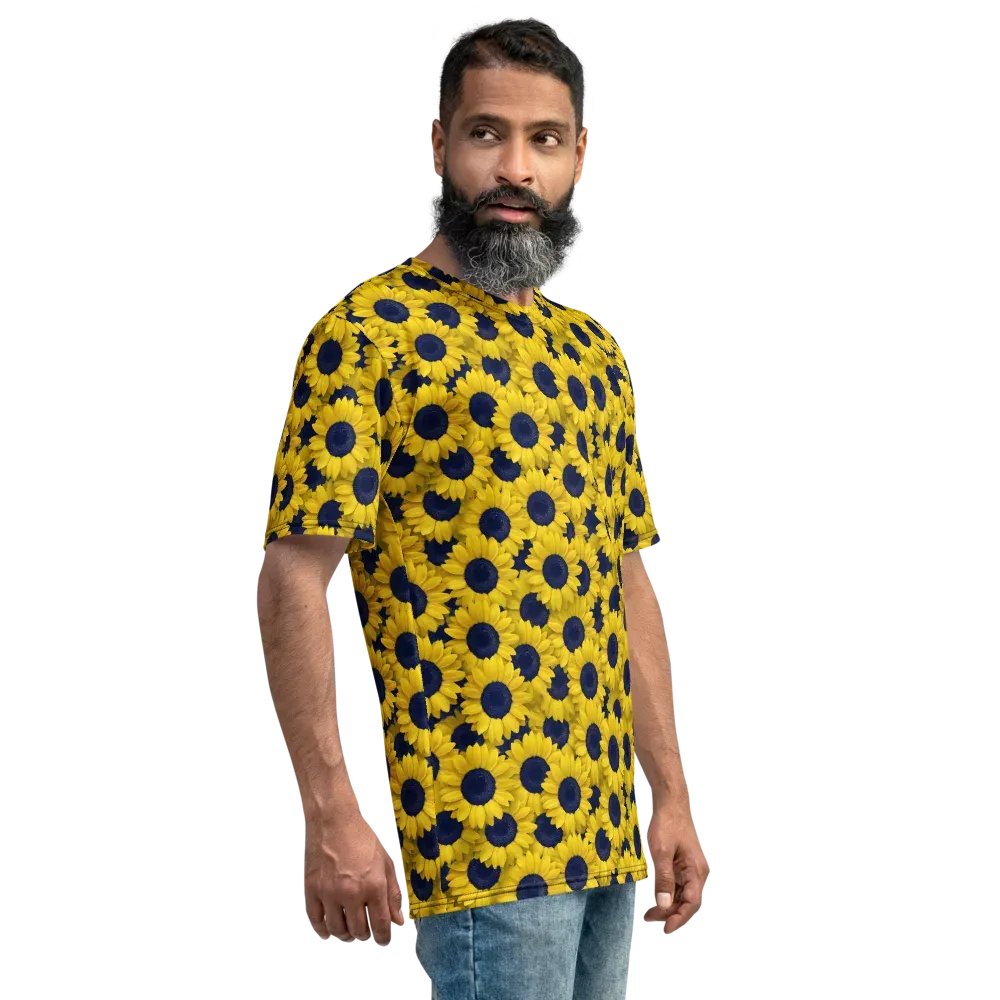 Midnight Sunflowers on Men's Crew Neck T-Shirt — Right