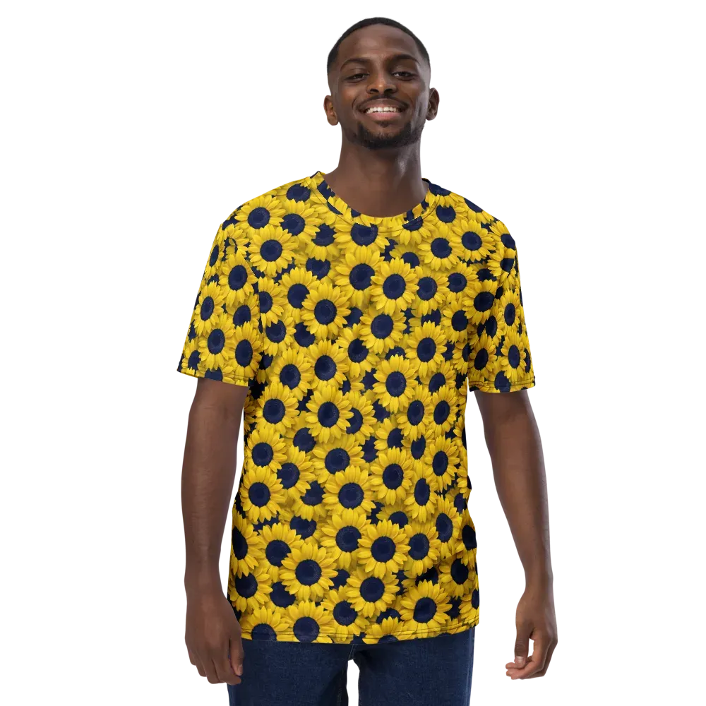 Midnight Sunflowers on Men's Crew Neck T-Shirt — Front