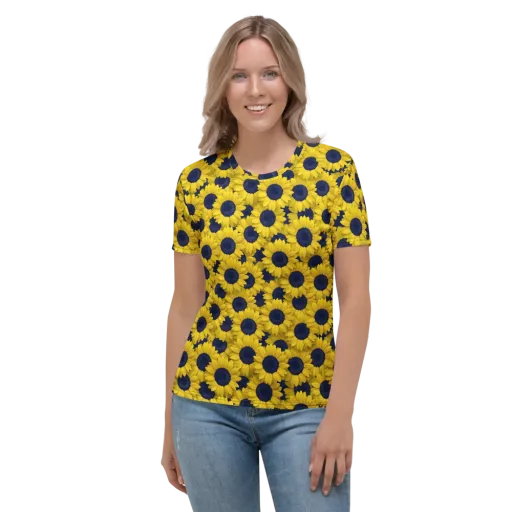 Midnight Sunflowers on a Women's Crew Neck T-Shirt