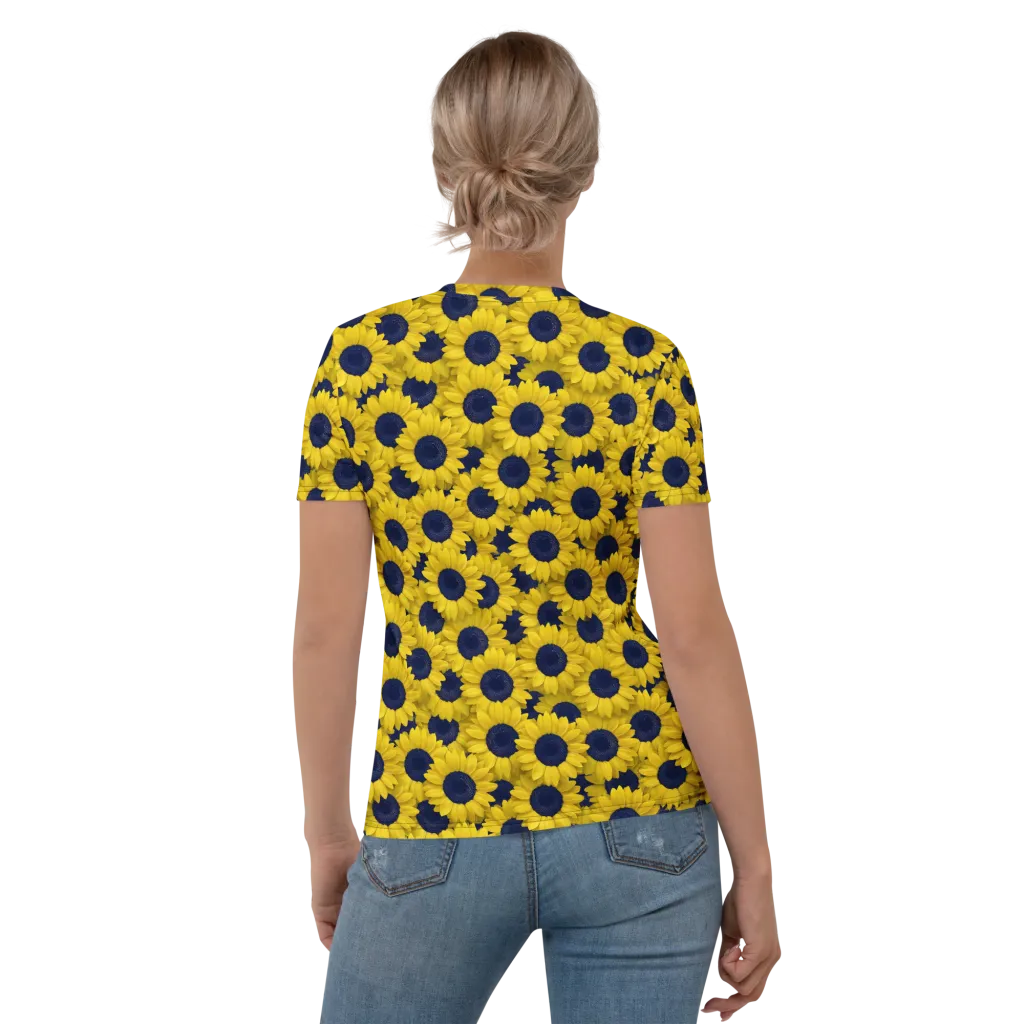 Midnight Sunflowers on Women's Crew Neck T-Shirt — Back