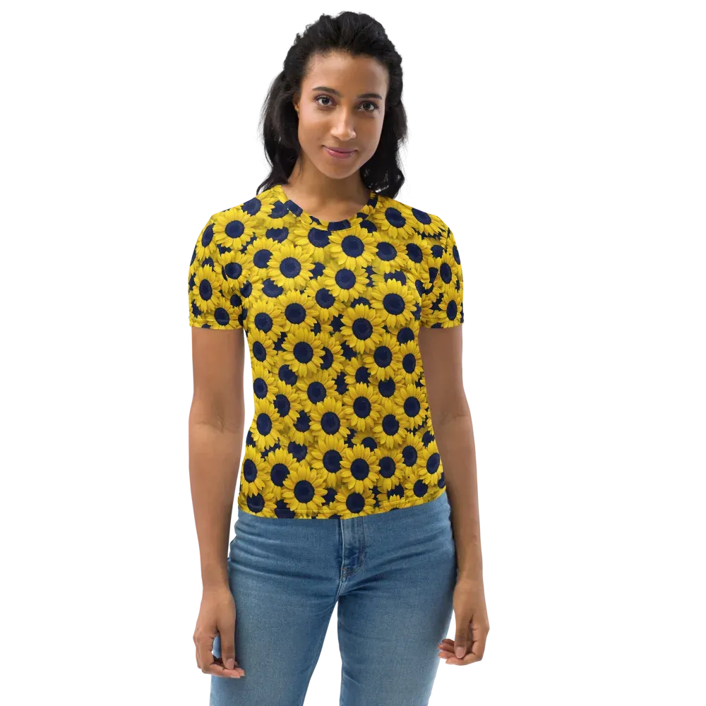 Midnight Sunflowers on Women's Crew Neck T-Shirt — Front