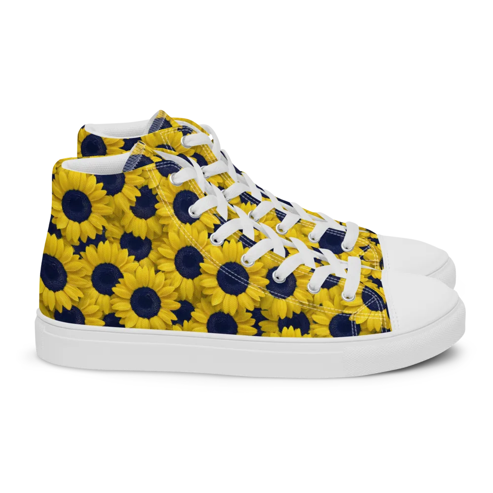 Midnight Sunflowers on Women's High Top Canvas Shoes — Right