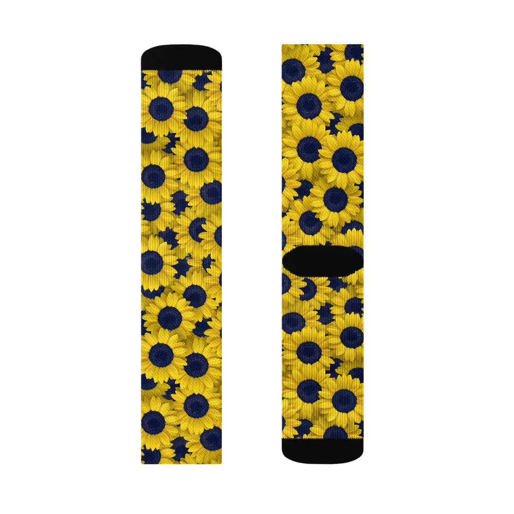 Midnight Sunflowers on Socks — Left Sock