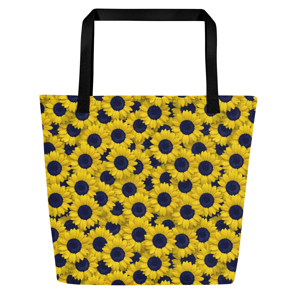 Midnight Sunflowers on Large Tote Bag W/ Pocket — Front