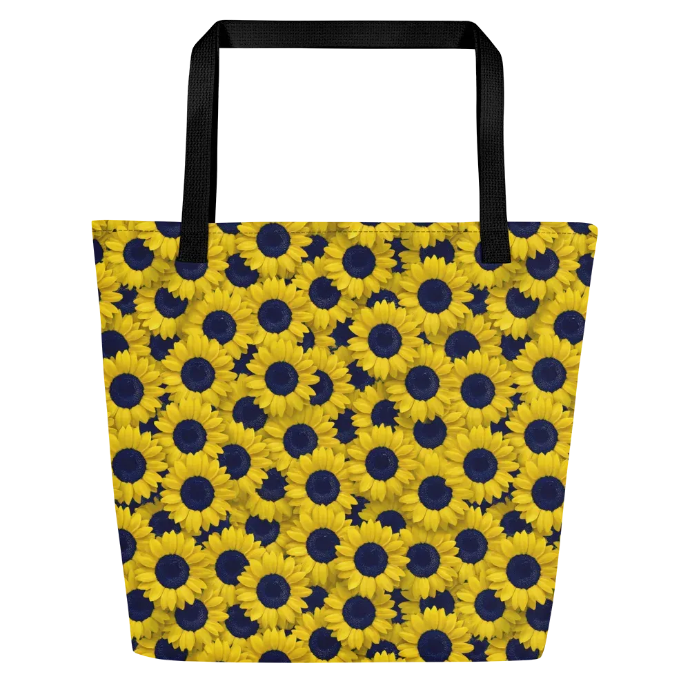 Midnight Sunflowers on Large Tote Bag W/ Pocket — Front