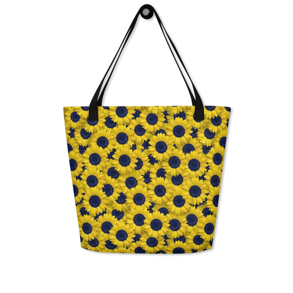 Midnight Sunflowers on Large Tote Bag W/ Pocket — Front
