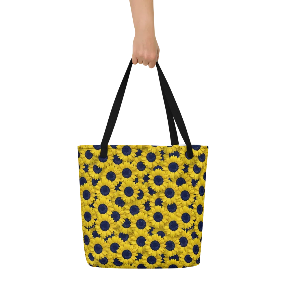 Midnight Sunflowers on Large Tote Bag W/ Pocket — Front