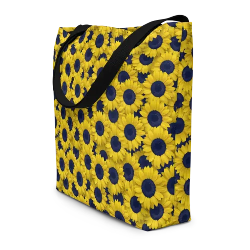 Midnight Sunflowers on a Large Tote Bag W/ Pocket