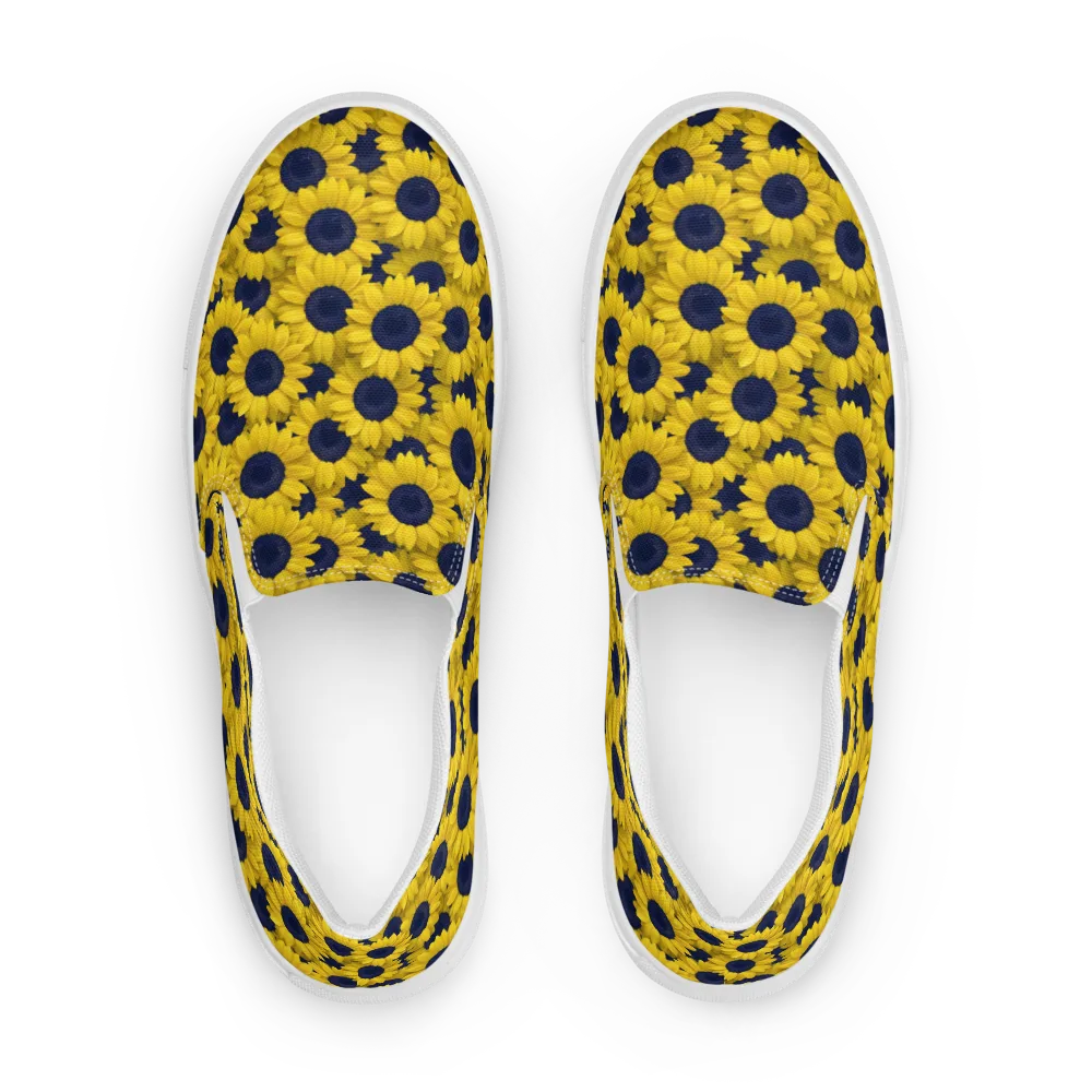 Midnight Sunflowers on Women's Slip-On Canvas Shoes — Front