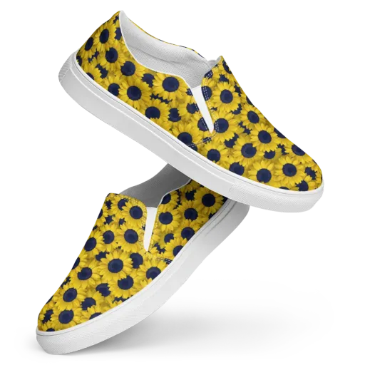 Midnight Sunflowers on a Women's Slip-On Canvas Shoes