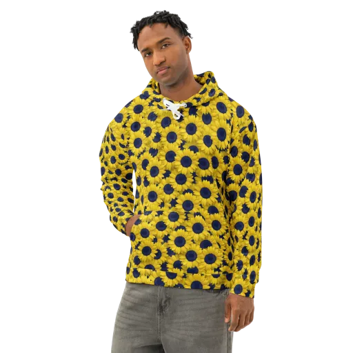 Midnight Sunflowers on a Cotton Hoodie