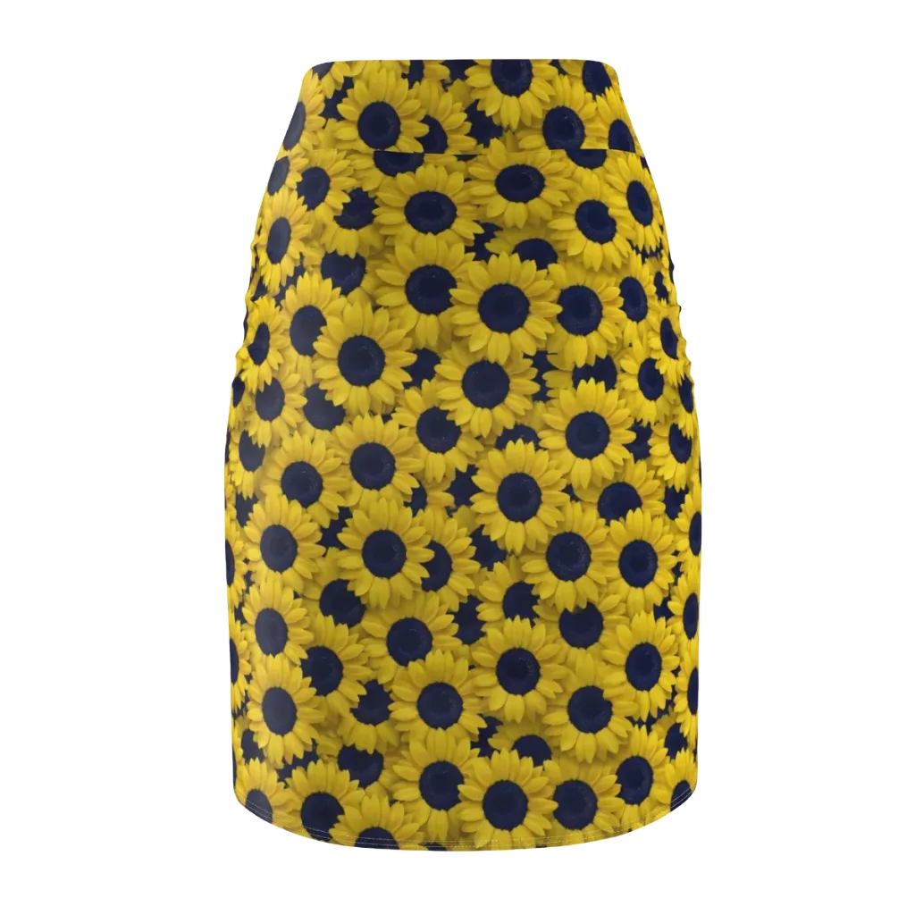 Midnight Sunflowers on Pencil Skirt — Back