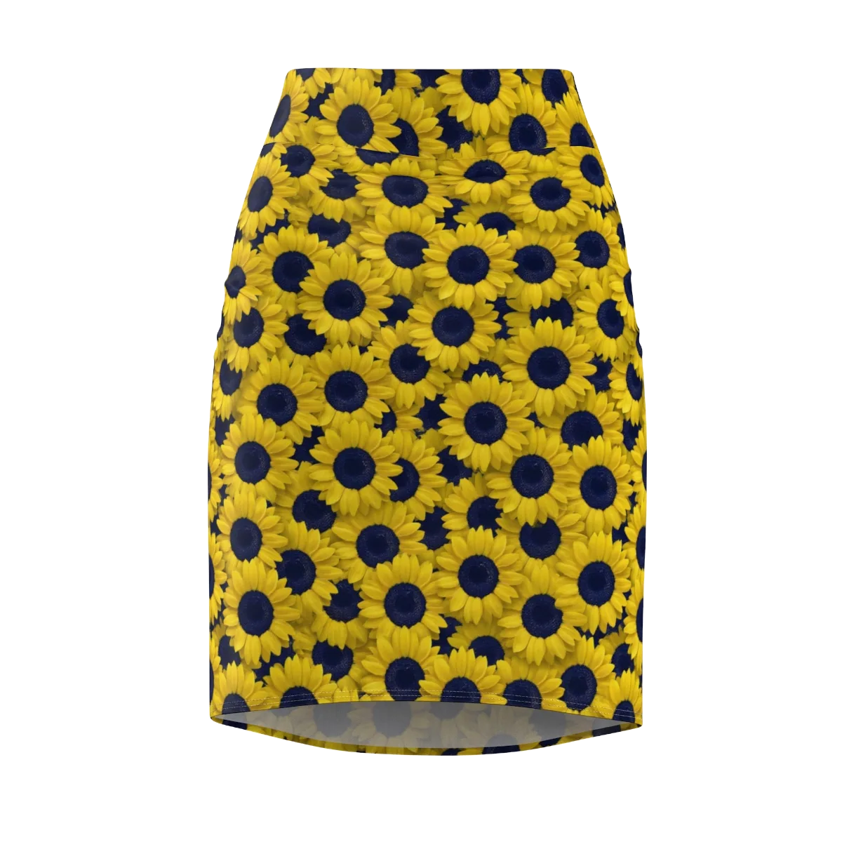 Midnight Sunflowers on Pencil Skirt — Front