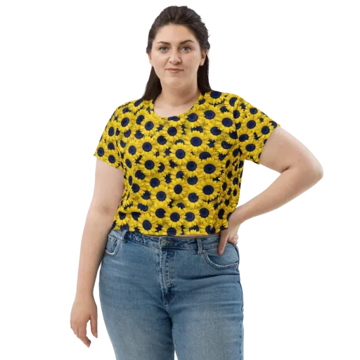 Midnight Sunflowers on a Crop Tee