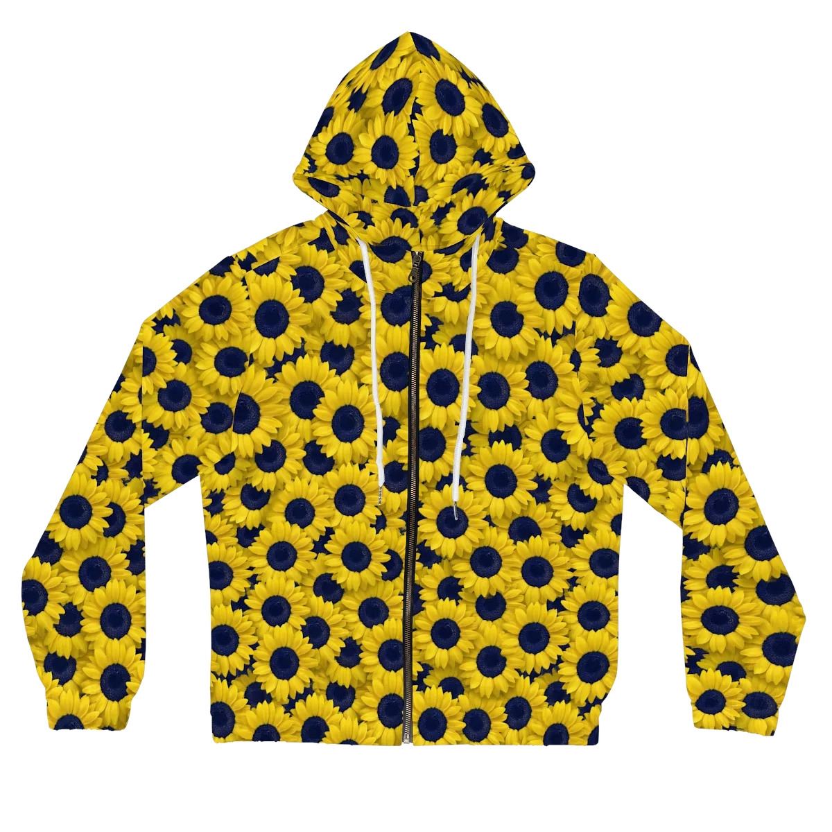 Midnight Sunflowers on Women's Full-Zip Hoodie — Front