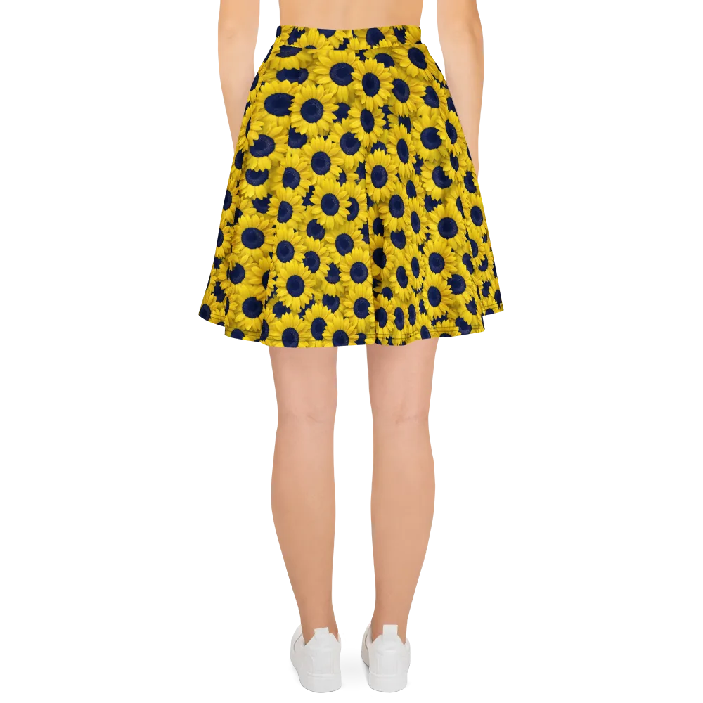 Midnight Sunflowers on Skater Skirt — Back