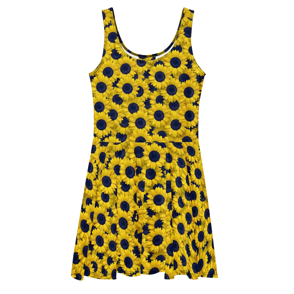 Midnight Sunflowers on Skater Dress — Front