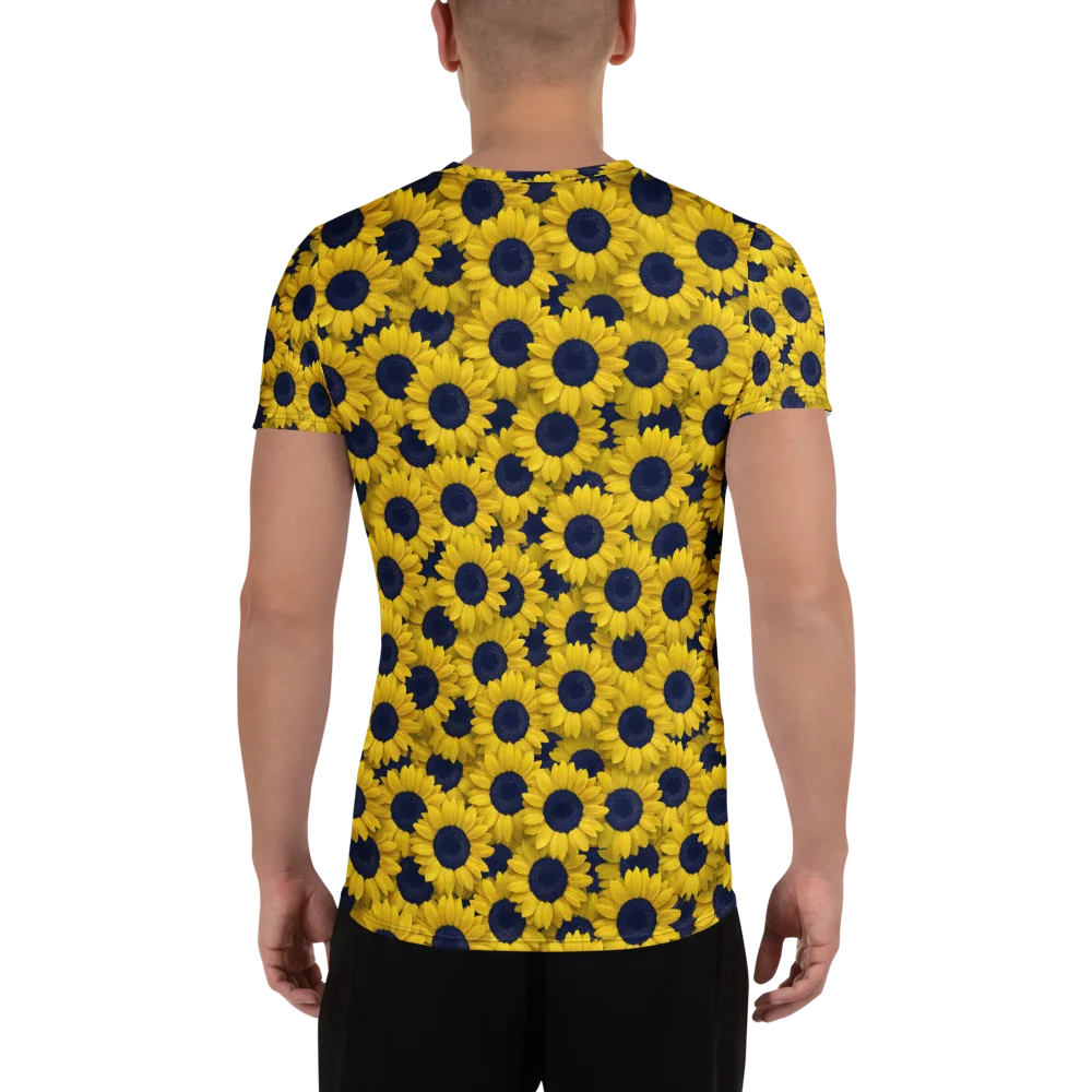 Midnight Sunflowers on Men's Athletic T-Shirt — Back