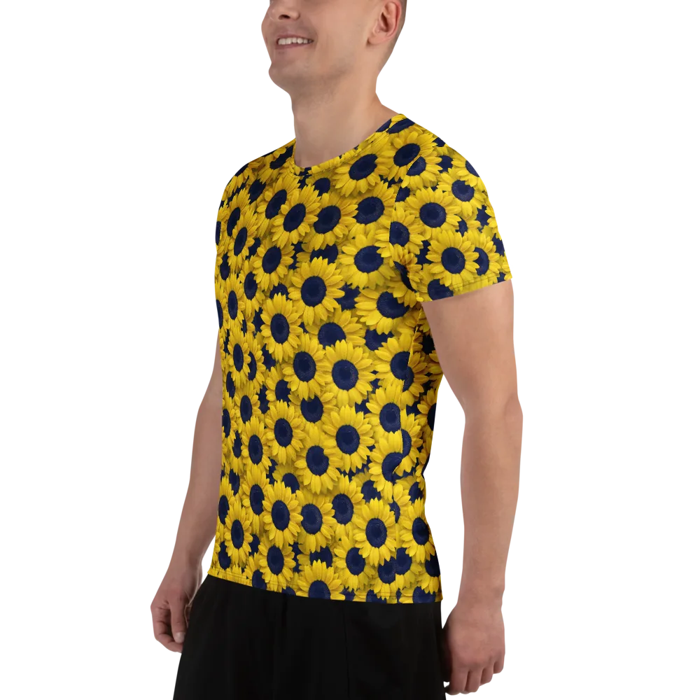 Midnight Sunflowers on Men's Athletic T-Shirt — Left