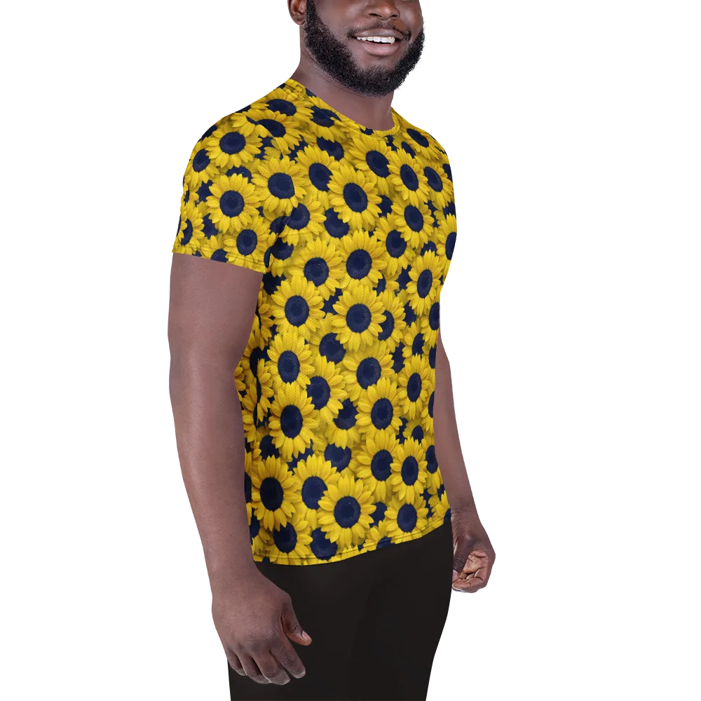 Midnight Sunflowers on Men's Athletic T-Shirt — Right