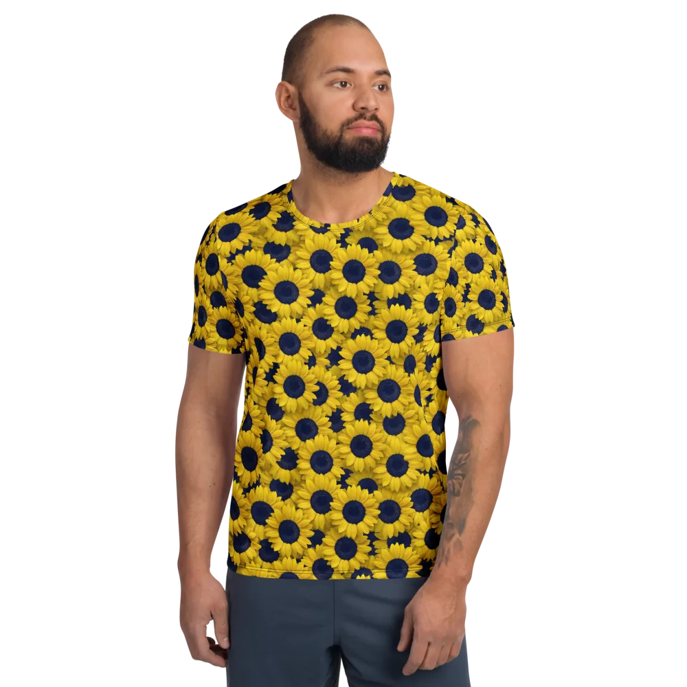 Midnight Sunflowers on Men's Athletic T-Shirt — Front