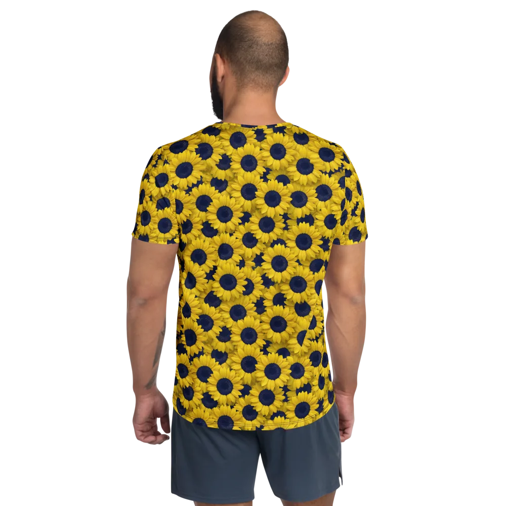 Midnight Sunflowers on Men's Athletic T-Shirt — Back