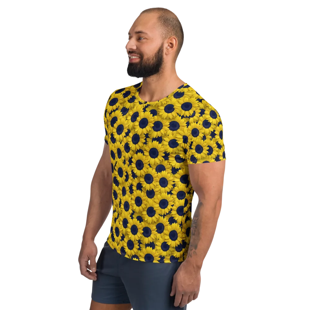 Midnight Sunflowers on Men's Athletic T-Shirt — Left