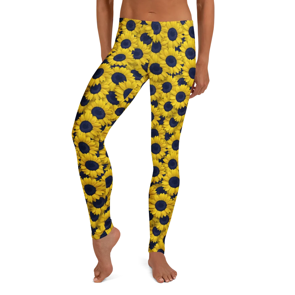Midnight Sunflowers on Leggings — Front