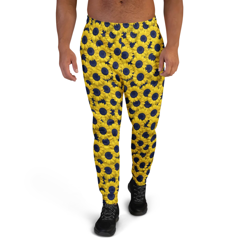 Midnight Sunflowers on Men's Joggers — Front