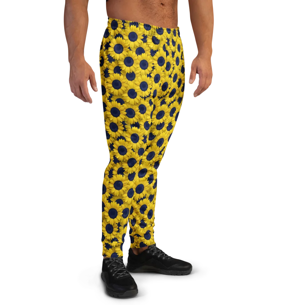 Midnight Sunflowers on Men's Joggers — Right