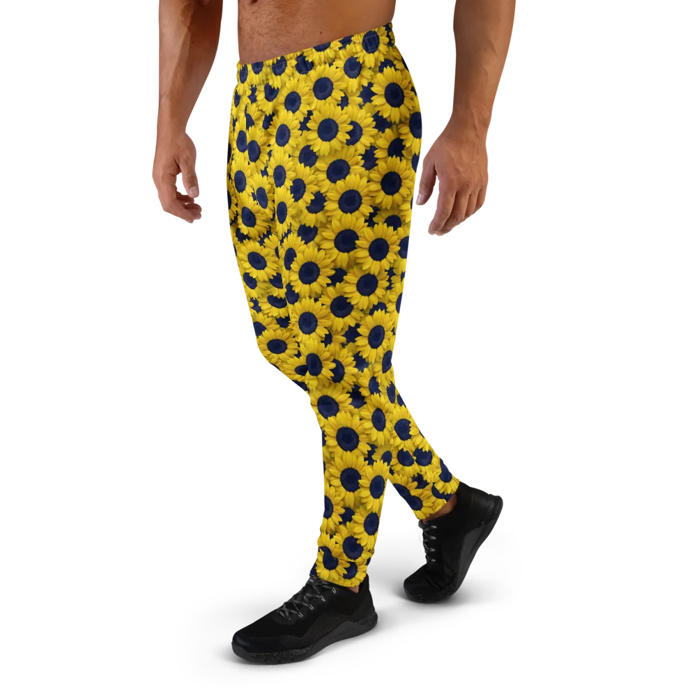 Midnight Sunflowers on Men's Joggers — Left