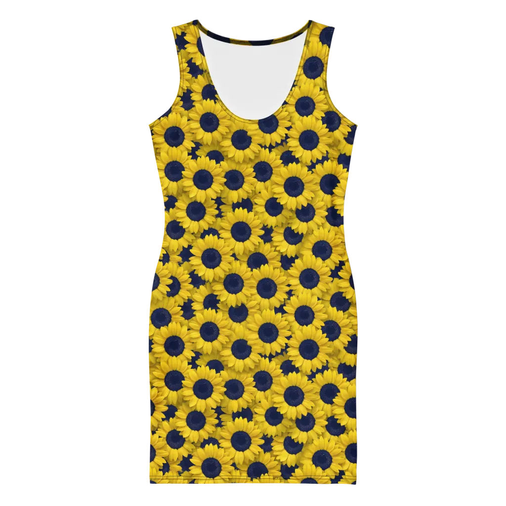 Midnight Sunflowers on Bodycon Dress — Front