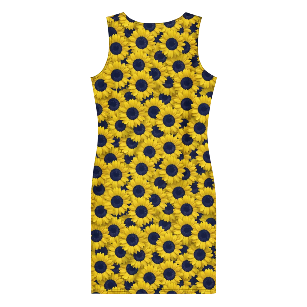 Midnight Sunflowers on Bodycon Dress — Back