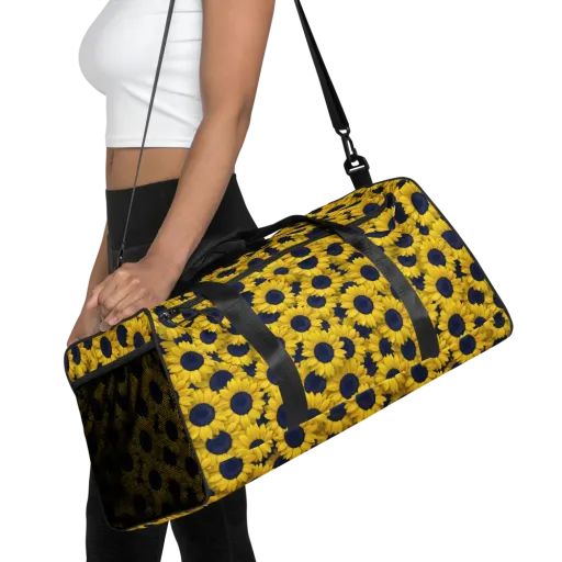 Midnight Sunflowers on a Duffle Bag