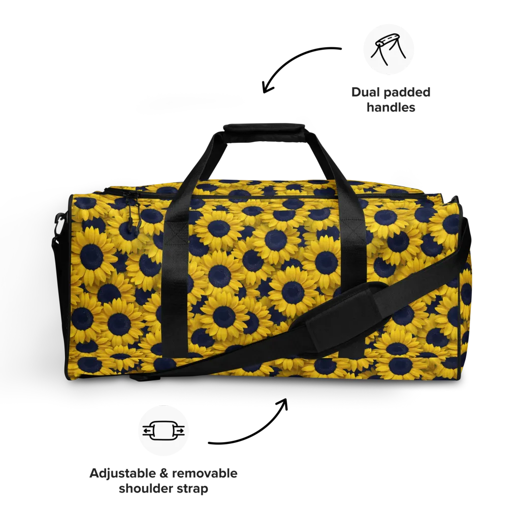 Midnight Sunflowers on Duffle Bag — Front