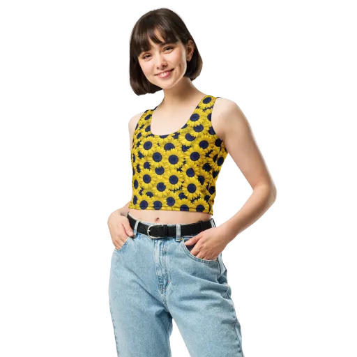 Midnight Sunflowers on a Crop Top