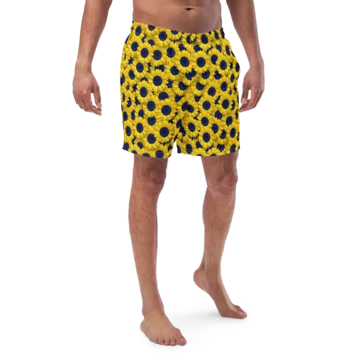 Midnight Sunflowers on a Swim Trunks